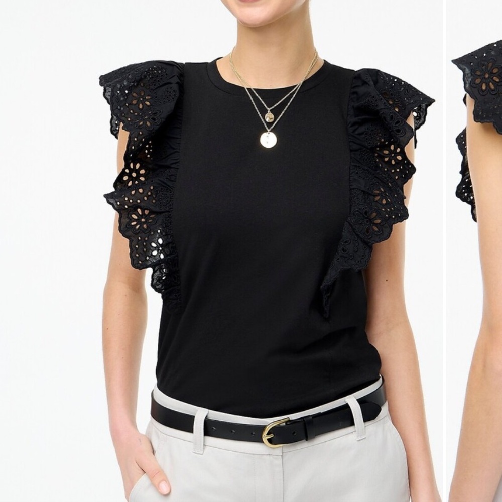 J. Crew top with eyelet ruffle trim